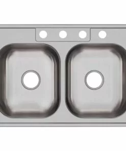 Elkay Dayton Double Bowl 33 In. X 22 In. X 6-9/16 In. Deep Stainless Steel Kitchen Sink