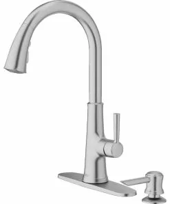 American Standard Maven Single Handle Lever Pull-Down Kitchen Faucet With Soap Dispenser, Stainless Steel