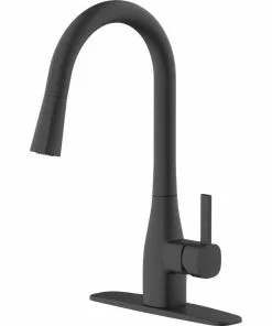 Home Impressions Single Handle Pull-Down Kitchen Faucet, Matte Black