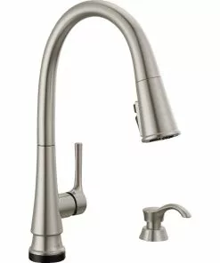 Delta Corwin Single Handle Pull-Down Kitchen Faucet With Soap Dispenser, Stainless