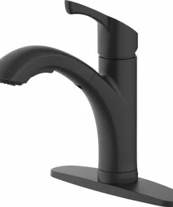 Home Impressions Single Handle Pull-Out Kitchen Faucet, Matte Black Finish