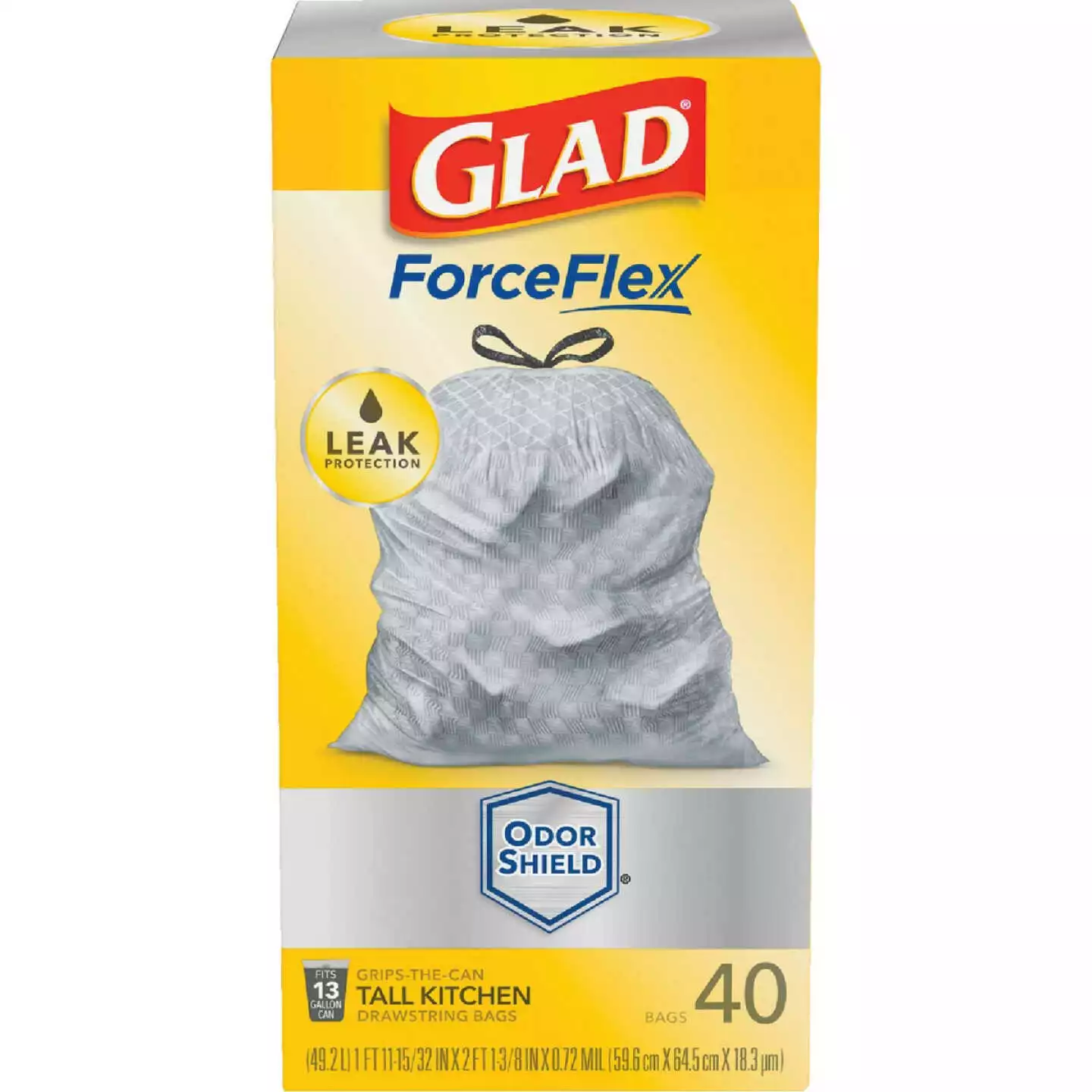 Glad® Glad ForceFlex Plus 13 Gal. Tall Kitchen White Trash Bag (40-Count) - Billede 6
