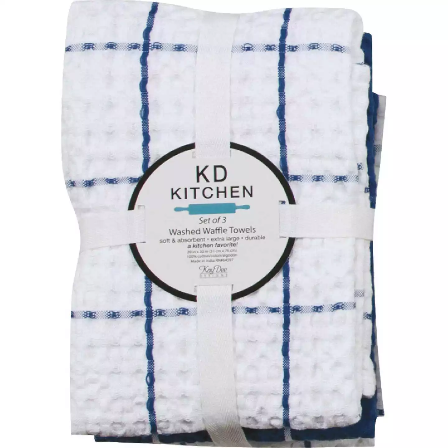 Kay Dee Designs True Blue Waffle Kitchen Towel (3-Pack)