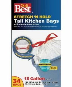 Do It Best Stretch 'N Hold 13 Gal. Drawstring Tall Kitchen Trash Bag (34-Count)